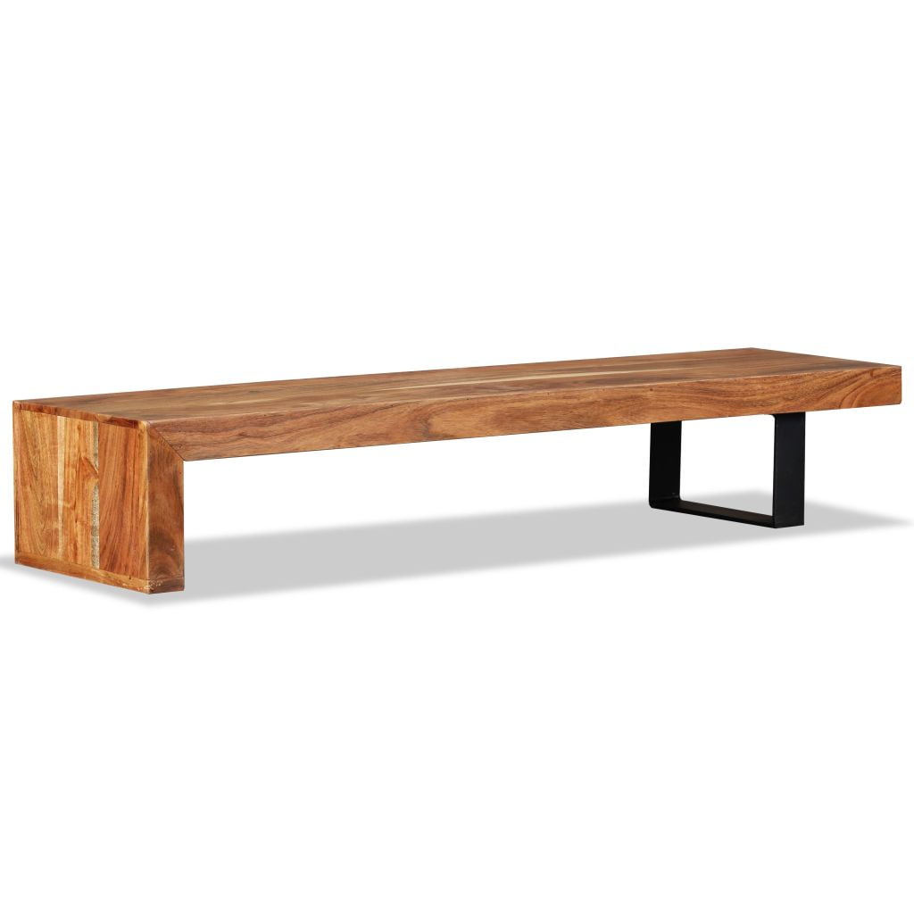 Kepooman Modern Solid Teak Wood Rectangle Media Table for Living Room, Brown Kepooman Modern Solid Teak Wood Rectangle Media Table for Living Room, Brown