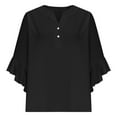 thumbnail image 5 of Tumotour Summer Tops For Women V Neck Tops Dressy Button Casual 3/4 Tiered Lace Bell Sleeve Work Blouses Solid-Color Loose Shirts Solid Color Cute Tshirts, 5 of 6