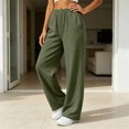 thumbnail image 5 of Womens Fleece Lined Wide Leg Sweatpants Elastic High Waist Loose Casual Long Pants With Side Pockets M, 5 of 6