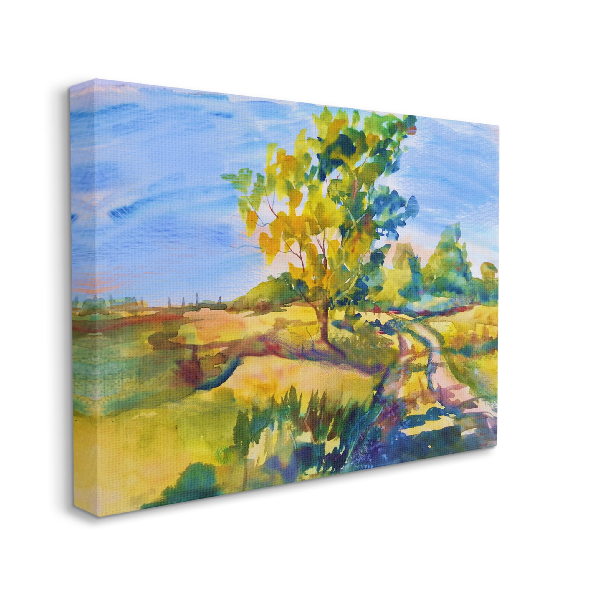 Stupell Industries Tree & Path Landscape Nature Painting Gallery Wrapped Canvas Print Wall Art, 20 x 16