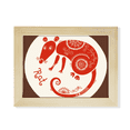 thumbnail image 1 of Arte de Pintura de madera Año de la rata Zodiaco Rojo 6x8 pulgadas marco de foto Unbranded, 1 of 4