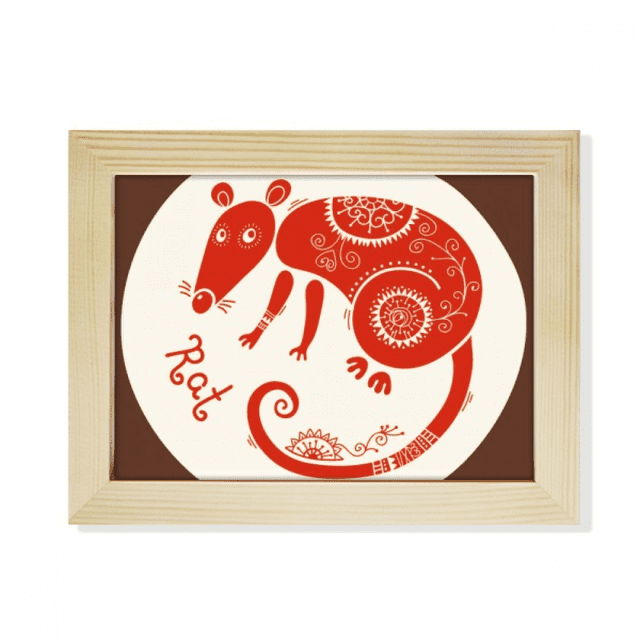Arte de Pintura de madera Año de la rata Zodiaco Rojo 6x8 pulgadas marco de foto Unbranded