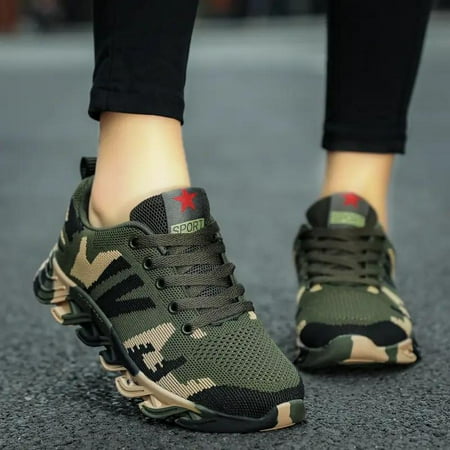 

Casual Camo Pattern Outdoor Sports Sneakers Fashion Lace Up Thick Sole Woven Running Shoes Women s Footwear