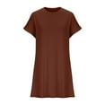 thumbnail image 4 of Ayolanni Knee-Length Summer Dresses for Women 2025 Vacation Brown Solid Short Sleeve Dresses Ladies Dresses S, 4 of 6
