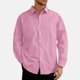 thumbnail image 1 of Blusa y camisa de manga larga con cuello vuelto para hombre, blusa informal de moda a rayas con botones de solapa, blusa de manga larga, blusa de poliéster para hombre, 1 of 9
