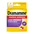 Dramamine Chewable Less Drowsy, Motion Sickness Relief, Raspberry Cream