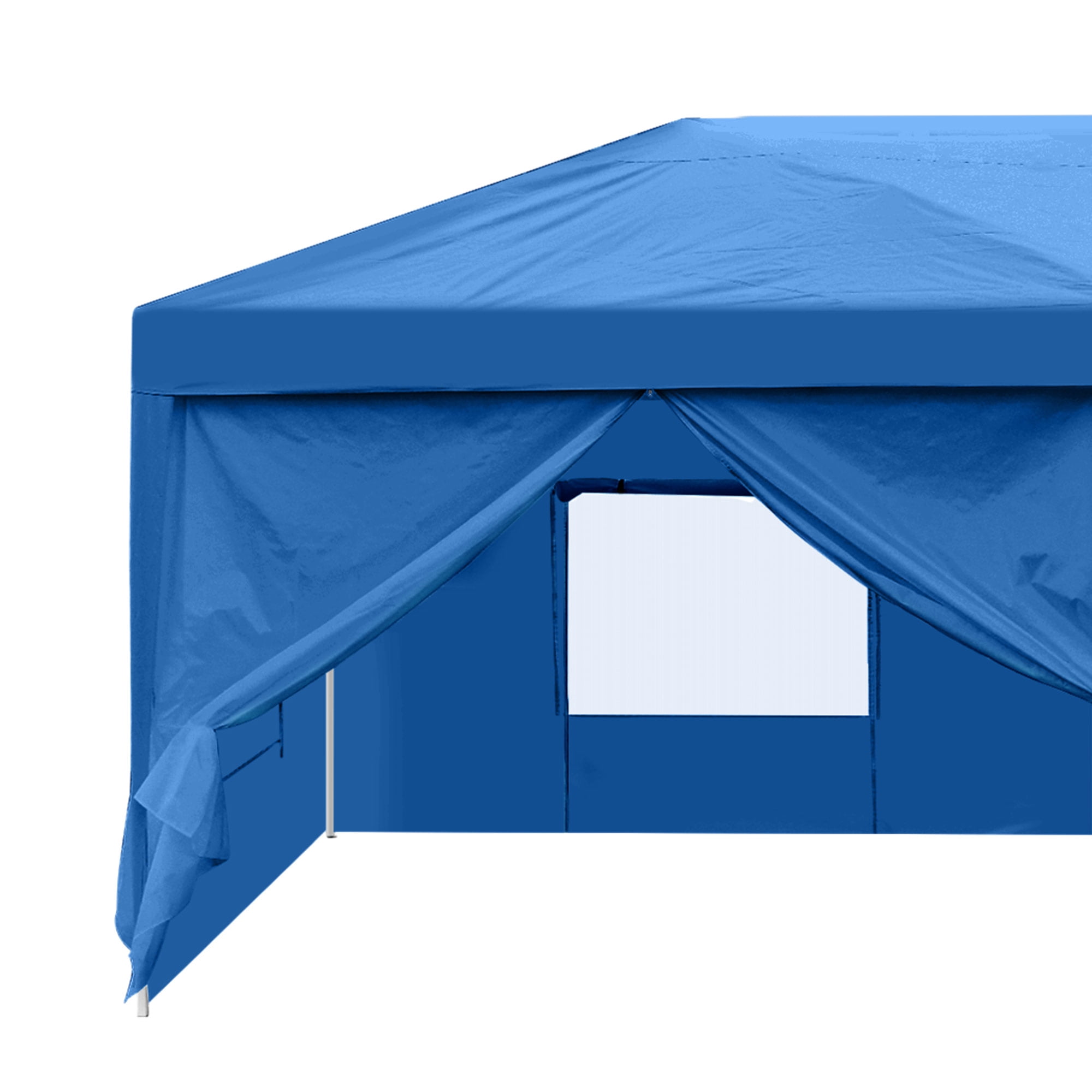 Uforic 10x20FT Blue Outdoor Pop-Up Canopy Tent, Steel Frame, Oxford Fabric, 6 Side Curtains, Adjustable Height