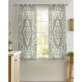 thumbnail image 4 of Sage Green Boho Sheer Curtains 54 Inch Length 2 Panels Set for Living Room/Bedroom, Vintage Abstract Art Ethnic Tribe Kitchen Curtains Grommet Semi-Sheer Curtains Drapes Window Treatments 42"x54"x2, 4 of 7