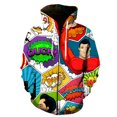 thumbnail image 1 of Sudadera con capucha y cremallera para hombre, con estampado 3D, estilo hip hop, informal, divertida, de gran tamaño, estilo Harajuku, unisex, de manga larga, 1 of 6