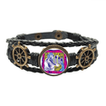 thumbnail image 1 of Constelación de acuario Mexicon cultura grabado Pulsera marina tejida en cuero, 1 of 4