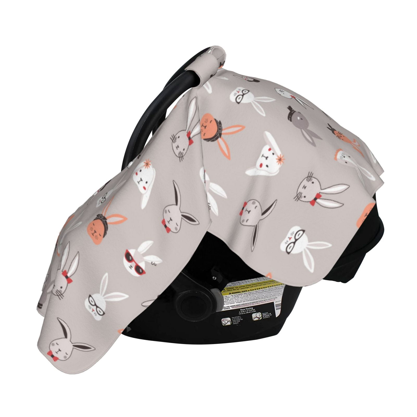 Naloa Various Rabbits Baby Car Seat Cover, Breathable Baby Carrier Cover, Multiuse Baby Carrier Cover & Nursing Breastfeeding Cover