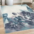 thumbnail image 1 of Tropical Decorative Rug, Exotic Orchids Blossom Leaves on Blurred Background Floral Themed Modern Art, Quality Carpet for Bedroom Dorm and Living Room, 6 Sizes, Sea Blue, by Ambesonne, 1 of 4