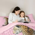 thumbnail image 5 of Castle Fairy Animal Cheetah Bedding Comforter Set 2pcs for Boys Girls,Woodland Wildlife Cheetah Twin Comforter Sets Microfiber,Brown Pink Breathable Bedding Set,Breathable Home Decor,Reversible, 5 of 8