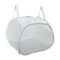 Unique Bargains 1 Pc 90L Folding Laundry Basket Portable Hamper Basket for Bathroom 19.69"x19.69"x14.96" White