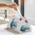 thumbnail image 5 of Tissue Box Cover, Happy Blue Whale Cartoon Rectangular Leather Tissue Holder - Tissue Case Facial Paper Organizer for Bathroom, Vanity Countertop, Tabletop, Car, Napkin, 5 of 6