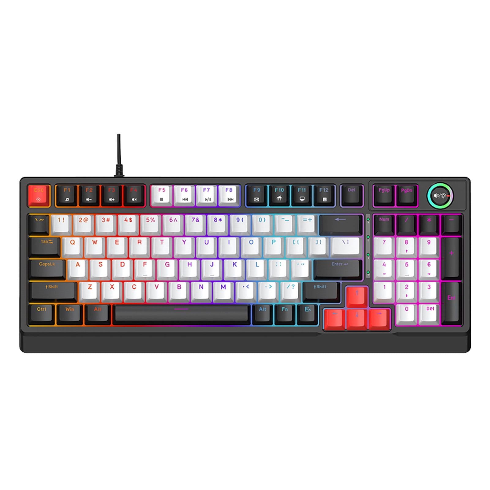 LED T50 RGB Mechanical Keyboard Hot Swappable Blue Switch Dynamic Lighting Ergonomic Design for PC Gaming Typing Work