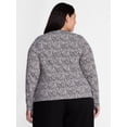thumbnail image 3 of Terra & Sky Women's Plus Ruched Front Tie Hem Top with Long Sleeves, Sizes 0X-5X, 3 of 5