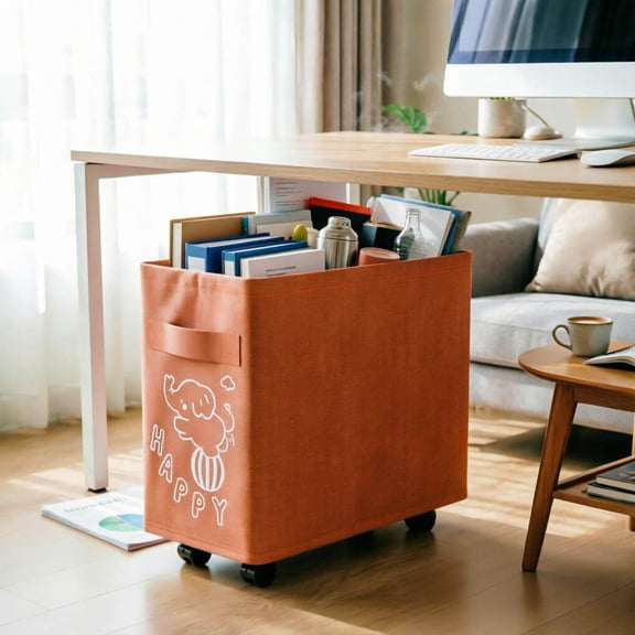 Rolling Kids Storage Bin with Wheels,Collapsible Fabric Toy Organizer,Slim Gap Storage Basket for Playroom Bedroom