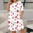 thumbnail image 1 of Chemises de Nuit pour Femmes Grande Taille Robe de Nuit Décontractée pour Femmes Grande Taille Imprimé Cœur Manches Courtes Col Rond Extensibilité Moyenne Nuisette Ample TG, 1 of 4