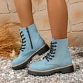 thumbnail image 5 of Women's Ankle Boots Fashionable Round Toe Denim With Lace Up Design and Heel for Stylish Comfort in Daily Wear and Work, 5 of 9