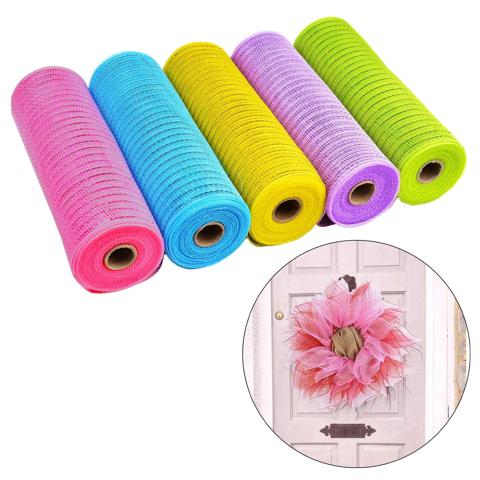 FVDPWYE 5 Rolls Easter Deco Poly Mesh Rolls Easter Ribbons Pink/Blue/Yellow/Purple/Green