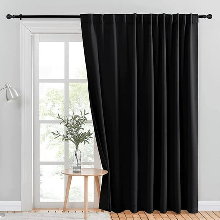 Sliding Glass Door Wide Curtain Window Treatments For Patio Doors Back Tab Rod Pocket Thermal Insulated Blackout Curtains Decoration Vertical Blind Black 100 By 84 Inches 1 Panel Canada Sliding Glass Door Wide Curtain Window, Tab Top Curtains For Sliding Glass Doors