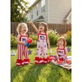 thumbnail image 6 of BemeyourBBs Toddler Baby Girl 4th of July Outfit Infant Baby Girl Independent Days Clothes Patriotic American Flag Overalls Romper Sleeveless Layered Flare Pants Jumpsuit Toddler Girl Summer Outfit, 6 of 7