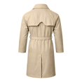 thumbnail image 5 of Mens Trench Coat Double Windbreaker Overcoat Notched Lapel Long Jacket Overcoat Fall Winter Business Long Jacket Khaki XXL, 5 of 5