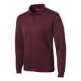 thumbnail image 3 of Mens Long Sleeve Polyester Micropique Sport-Wick Polo Shirt Maroon Small, 3 of 8