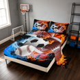 thumbnail image 2 of Manfei Boys Rugby Queen Sheets, Soccer Football Sports Queen Sheet Sets, Black Orange Brightblue 4pcs(1 Flat Sheet, 1 Fitted Sheet and 2 Pillowcases), 2 of 6
