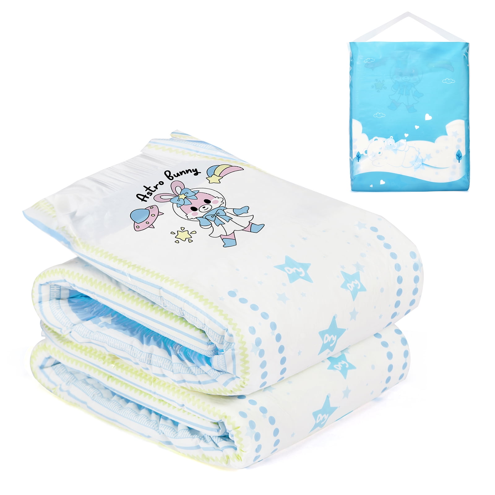 Littleforbig Astro Babies Adult Diaper 2 Pieces Pack 3 Prints Random Assorted (X-Large 48"-56")