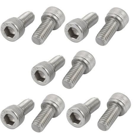 

Unique Bargains M6x10mm 0.75mm Pitch 304 Stainless Steel Hex Socket Head Cap Screws Bolts 10pcs