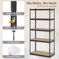 thumbnail image 5 of 5 Tier Heavy Duty Garage Shelving Unit 72 Inch 36 Inch 18 Inch 2200 LBS Load Capacity Boltless Storage Rack Black Adjustable Rust Resistant, 5 of 9