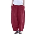 thumbnail image 1 of Pantalon Décontracté Ample à Poches Droites Rétro Couleur Unie Printemps et Été 2025 pour Femmes - en Polyester, Confortable, 1 of 5