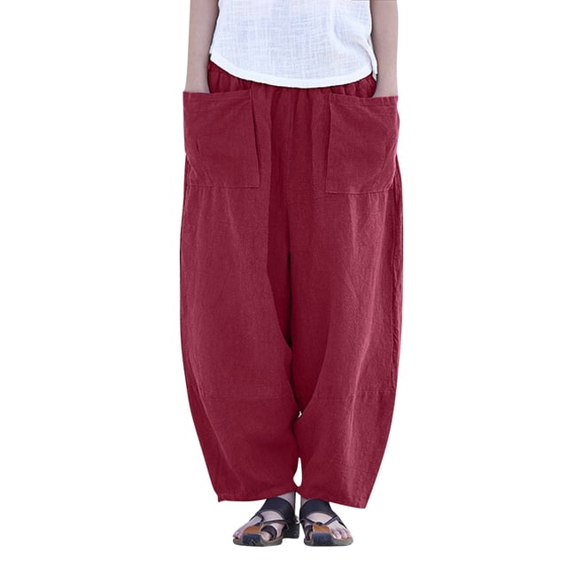 Pantalon Décontracté Ample à Poches Droites Rétro Couleur Unie Printemps et Été 2025 pour Femmes - en Polyester, Confortable