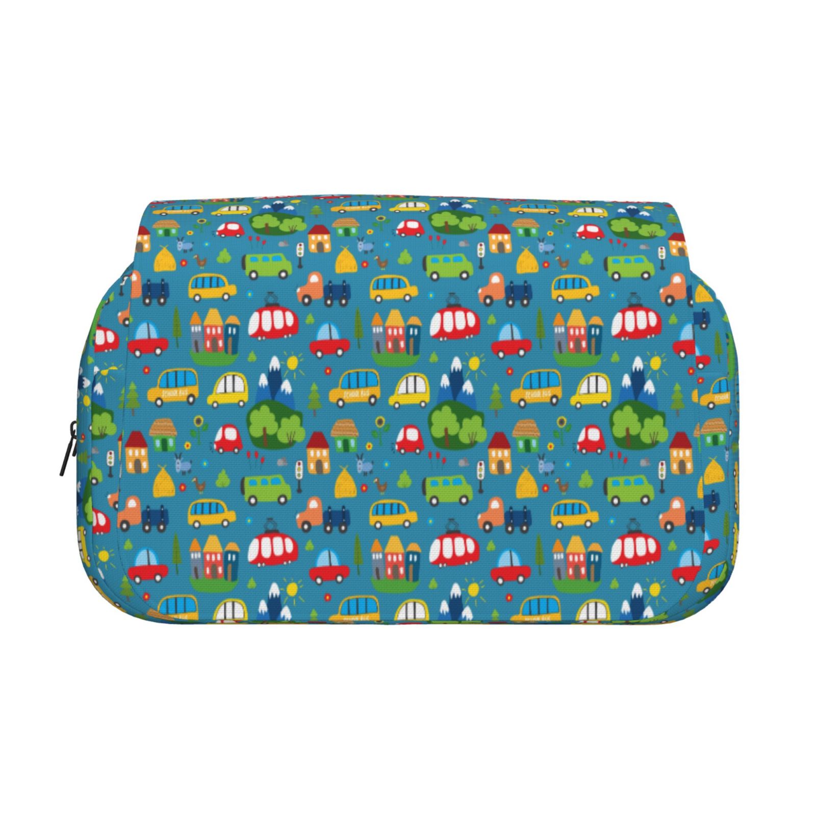Rateoe Cars Transportation Pattern Double Clamshell Pen Case, Storage Organizer with Two Zipper Compartments– Holds Up to 50 Pencils & Pens