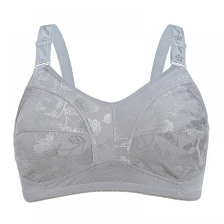 

Women Bra Fashion Soft Comfortable Solid Color Wire Free Bralette Underwear Stretchy Plus Size Brassiere Gift For Mom Gray 42D-42D