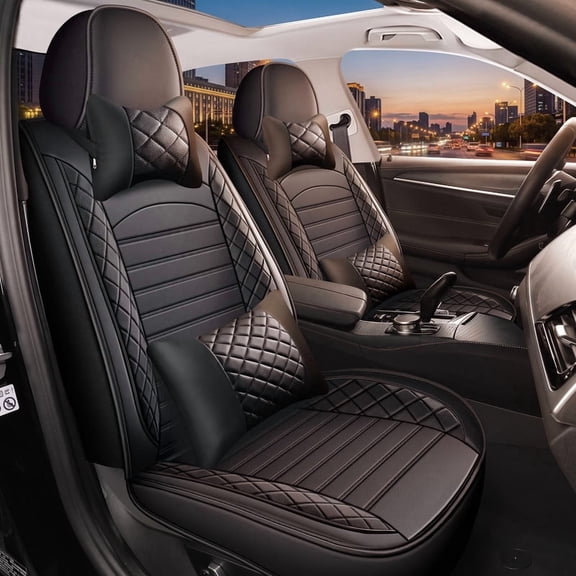 Full Set Car Seat Covers Fit for Subaru Impreza 2012-2024,5pcs PU Leather Car Seat Cushion Protector Waterproof&Airbag Compatible,Black