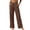 Brown, variant on Women's Cotton Linen Wide Leg Pants Elastic High Waist Textured Loose Casual Trousers with Pockets Lightweight Summer Lounge Pants White