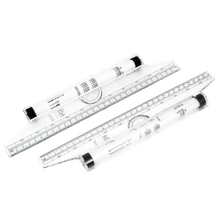 2 Pieces Plastic Measuring Rolling Ruler, Parallel Rolling Ruler, Drawing Roller Ruler, Multifunctional Drawing Design Ruler