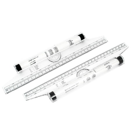 Multi Function Drawing Tool 30cm Squares Angles Parallel Line Rolling Ruler 2PCS School (Line Of Best Fit Ruler)