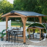 Backyard Discovery Granada 10x9 Cedar Wood Grill Gazebo, Galvanized Steel Roof, Bar Tops