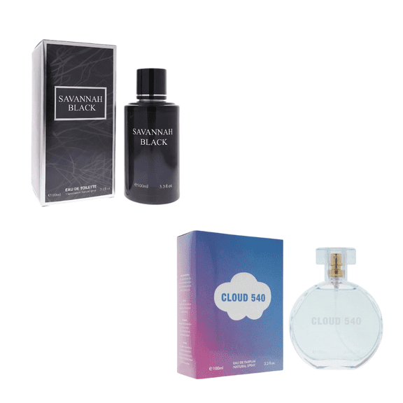 Perfume Gift Set for Men and Women 2 Pack – Savannah Black Cologne Cloud 540 Perfume