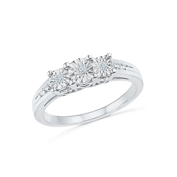 Sterling Silver Round White Diamond Fashion Ring (0.03 CTTW)