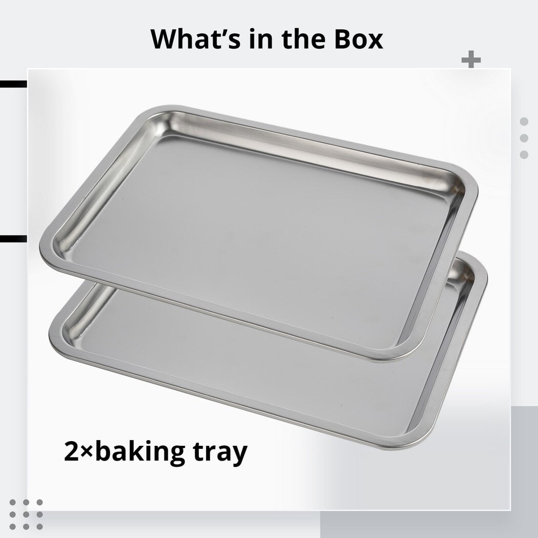 Baking Sheets Set of 2, HKJ Chef Cookie Sheets 2 Pieces Stainless Steel  Baking Pans & Toaster Oven Tray Pans, Rectangle Size 24L x 16W x 1H inch &  Non