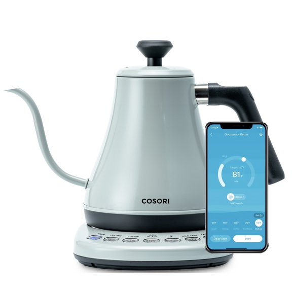 COSORI Smart Gooseneck Kettle Electric for Pour-Over Tea & Coffee with Variable Presets, Stainless Steel ,0.8L, Gray