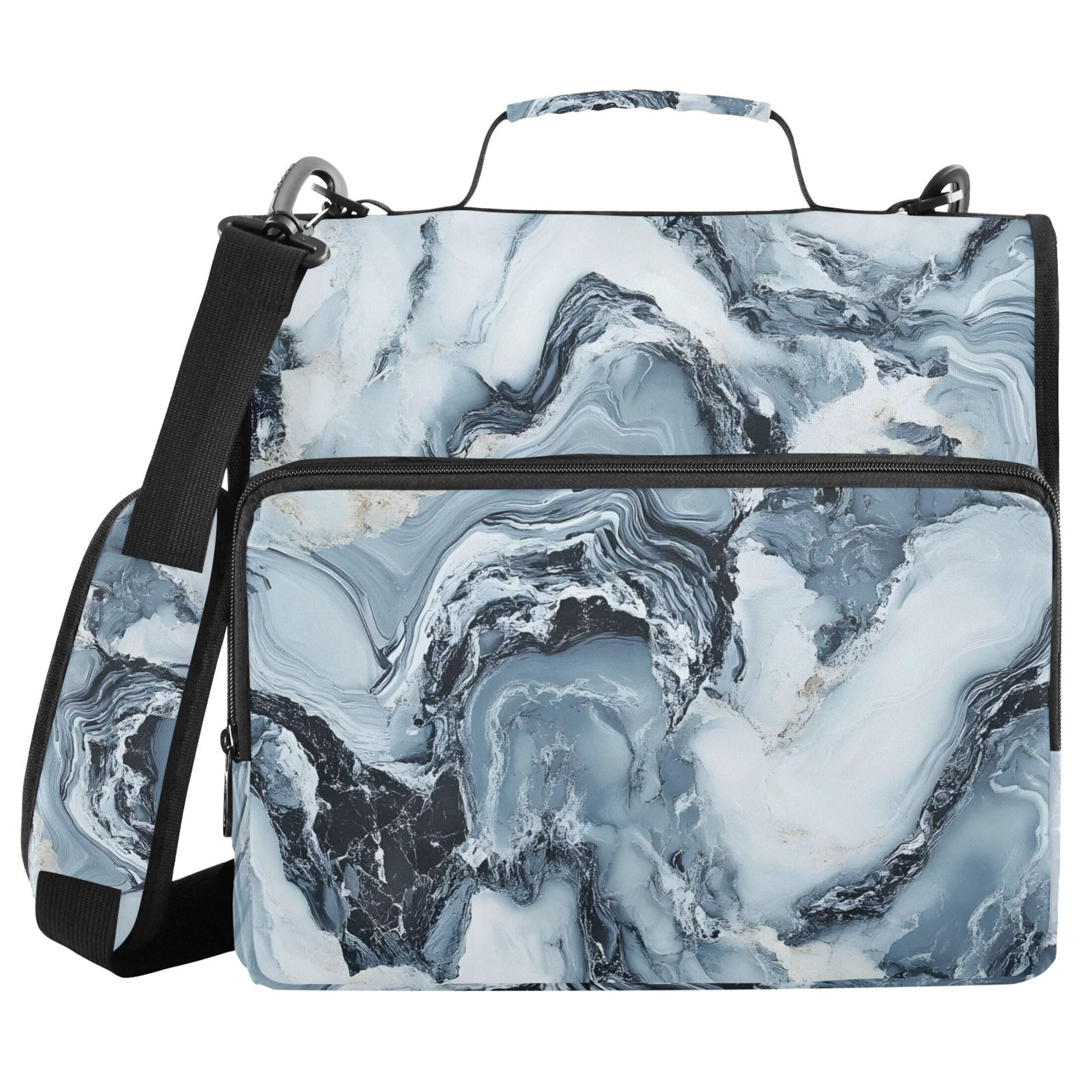 ALAZA Zipper Binder Blue Marble 3 Ring Trapper Keeper File Folder Organizer Bag