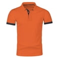 thumbnail image 3 of LEKWK T-Shirts for Men Short Sleeve Collared Slim Fit Tees Breathable Soft Fabric Contrast Trim Button Placket Casual Shirt Workout Athletic Golf Daily Wear Orange M, 3 of 6