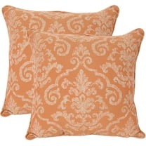 Outdoor/Indoor Sunbrella Set of 2 Toss Pillows 20 inch x 20 inch x 5 inch Square Rialto with Pipe (Papaya)