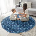 thumbnail image 3 of Blue Christmas Snowflake Pattern Round Blanket,Comfortable Soft Flannel Throw Blanket,All Season,Warm Lightweight Blankets for Sofa Bed Couch Living Room Chair 47"x47", 3 of 5